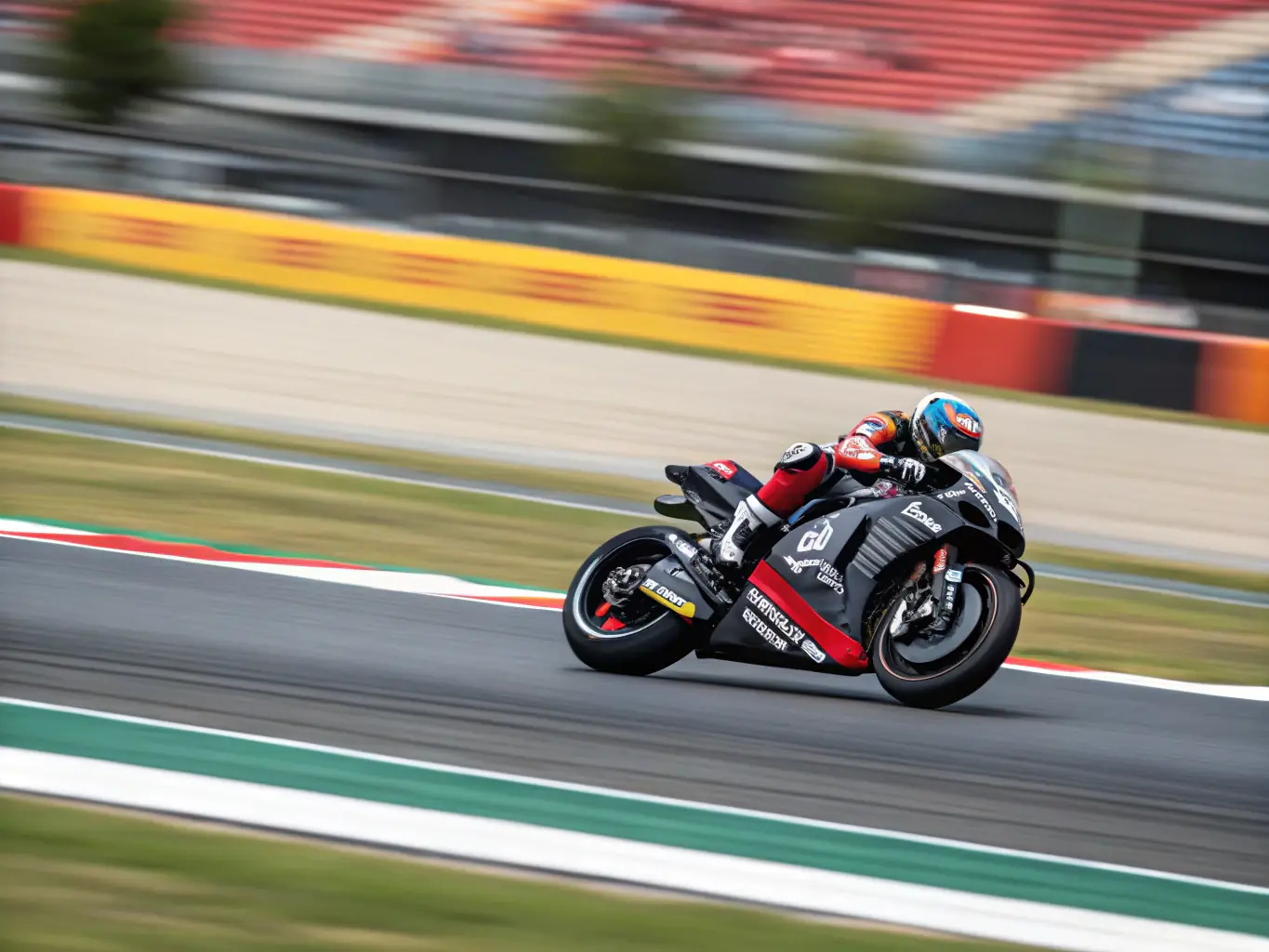 A rider wearing an armored motorcycle jacket, riding on a race track, emphasizing the jacket's high level of protection and performance.